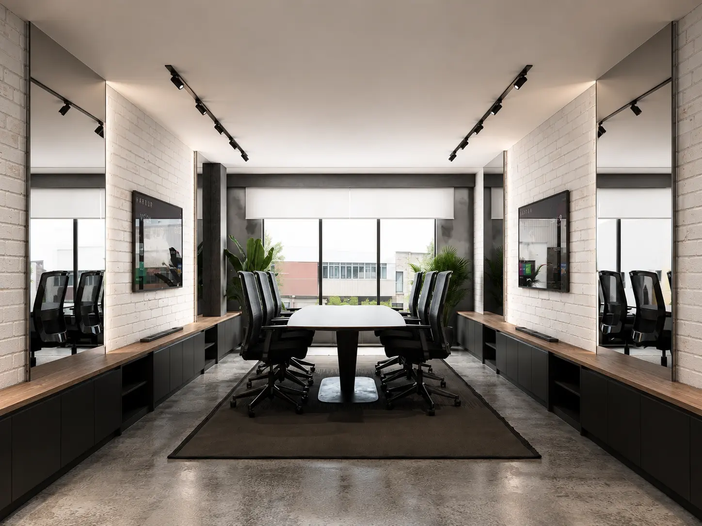 Sala de reuniones y puestos de trabajo del mezzanine
