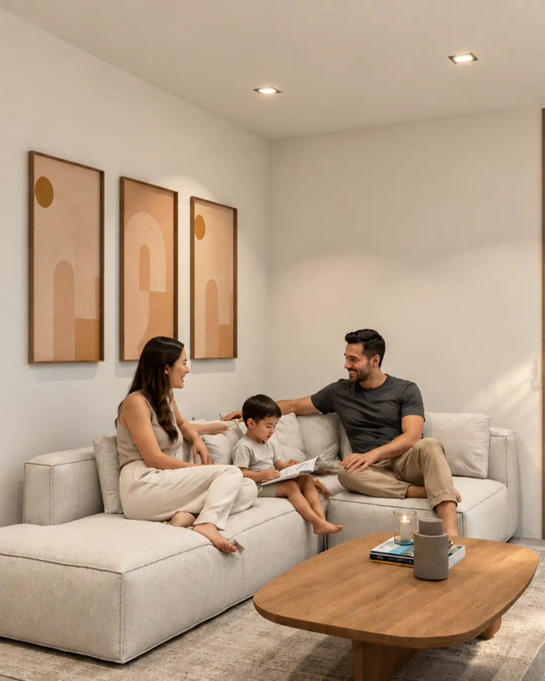 Sala familiar de un apartamento San Diego diseñada por Coexist