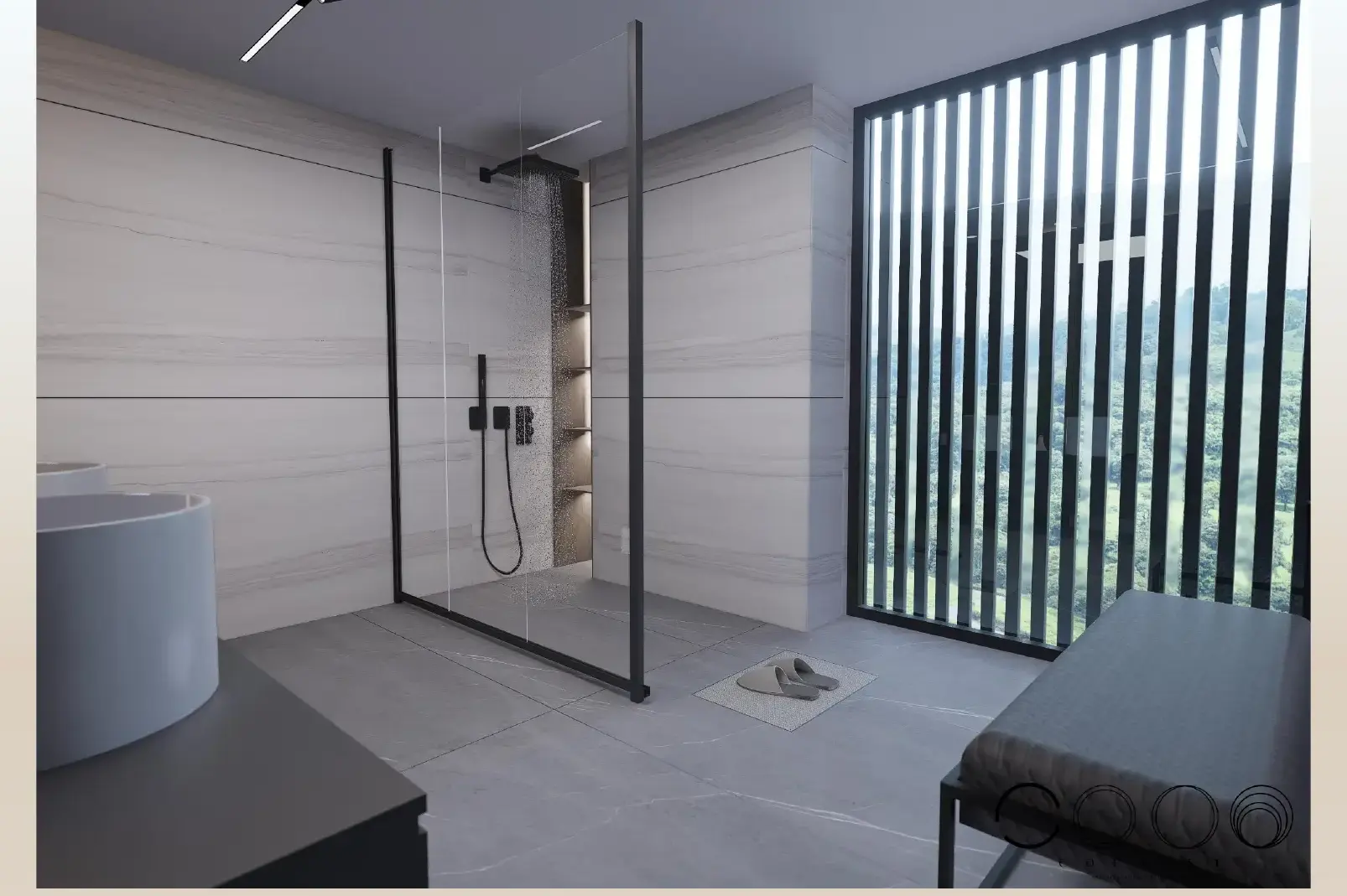 Diseño interior del baño principal de Casa San Martín