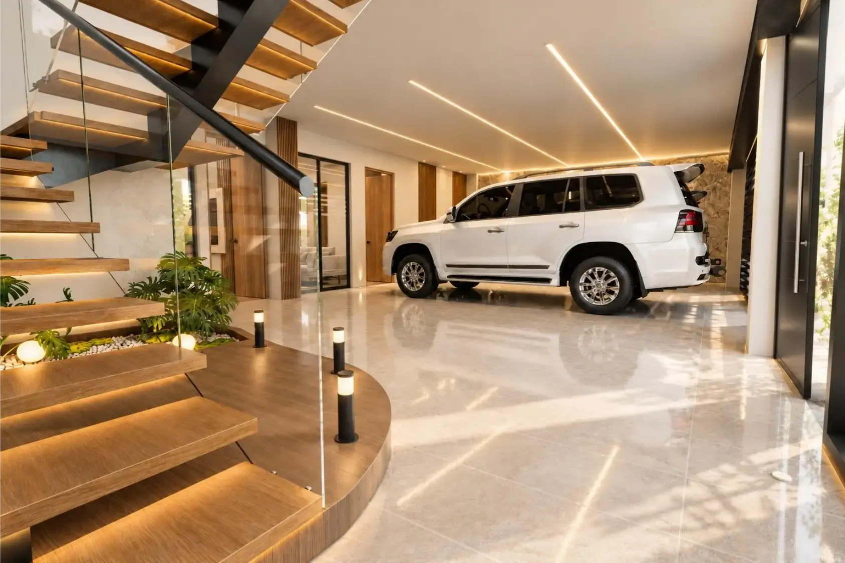 Propuesta de zona de acceso, circulación vertical y parqueo de Casa Vijes